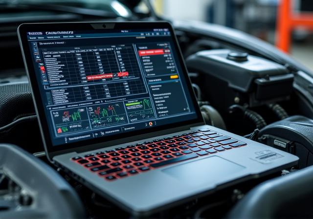 Diagnostische laptop die AFR data uitleest